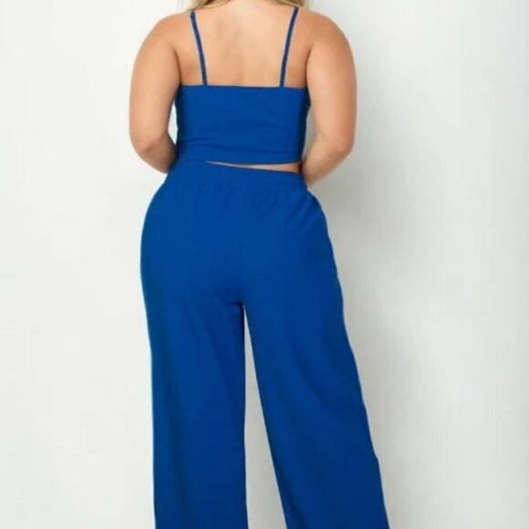 Plus‎ Size bustier crop cami top & slant pocket straight pants - Picture 2 of 4